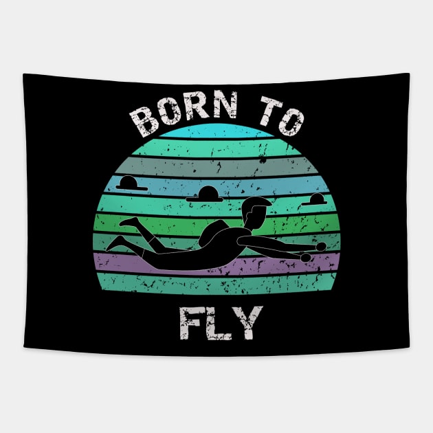 Born To Fly - Base jump retro design Tapestry by BB Funny Store