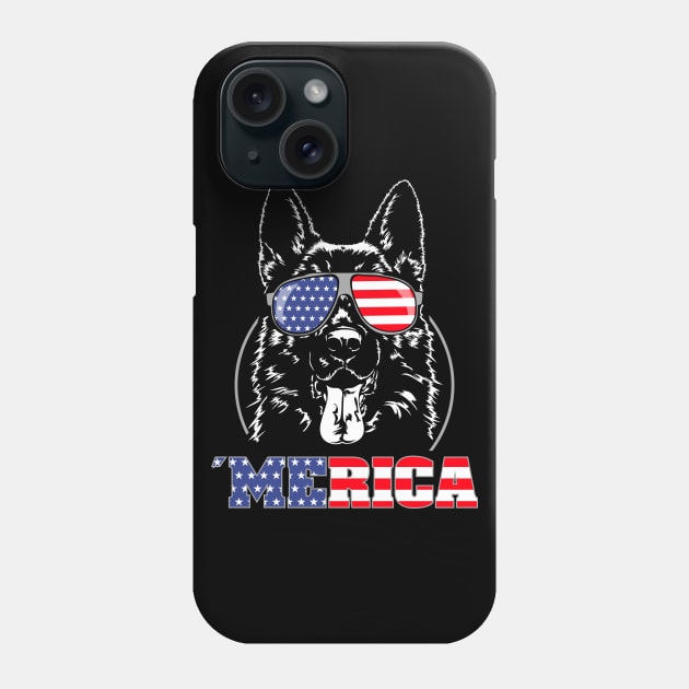 Proud Patriotic German Shepherd American Flag Merica dog Phone Case by wilsigns