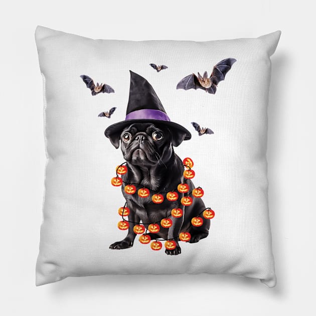 Pug Halloween Pillow by ladonna marchand