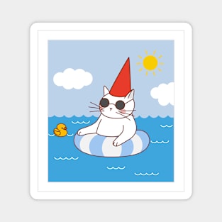 White Cat’s postcards: relax on the waves Magnet