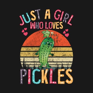 Vintage Retro Just A Girl Who Loves Pickles T-Shirt