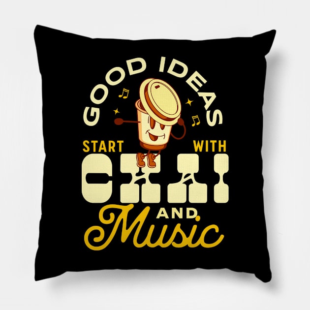 Chai and music Pillow by Emmi Fox Designs