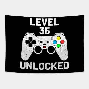 level 35 unlocked  video gamer gamepad 35th birthday Tapestry