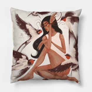 Girl and birds Pillow