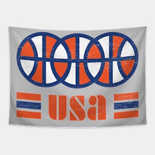 USA Old School Basketball Throwback Tapestry