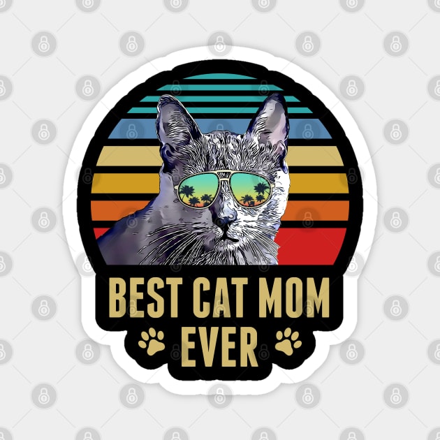 Korat Cat Best Cat Mom Ever Retro Beach Vibe Magnet by TheBeardComic
