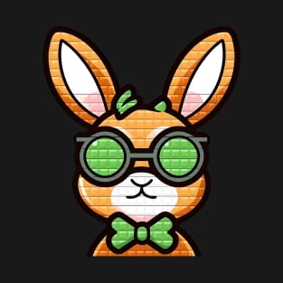 Cool Pixel Art Bunny in a Bow Tie and Glasses T-Shirt