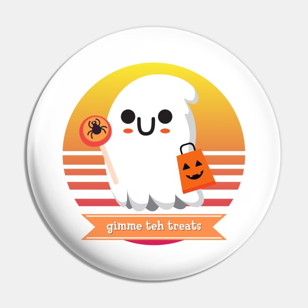 Halloween Cute Ghost Trick-or-Treating Adorable Costume Gimme teh Treats Pin by nathalieaynie