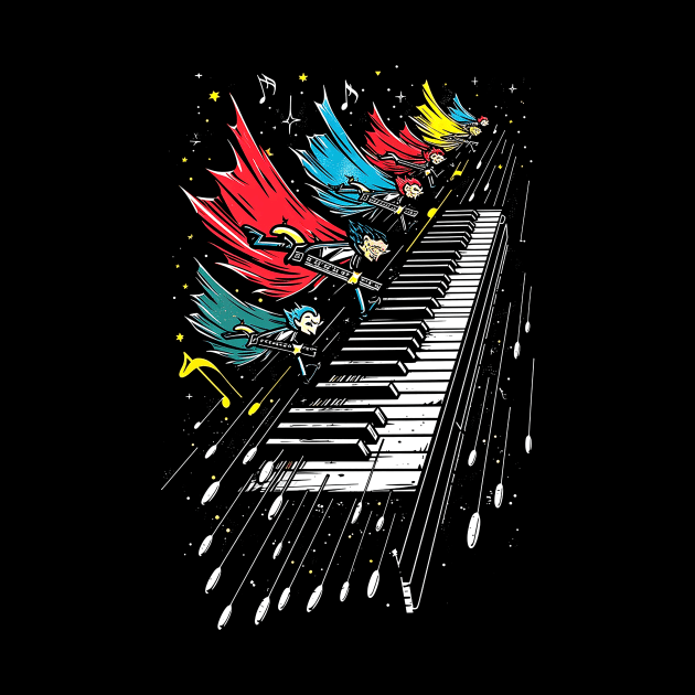 Piano keys a crime-fighting team by Vidi MusiCartoon