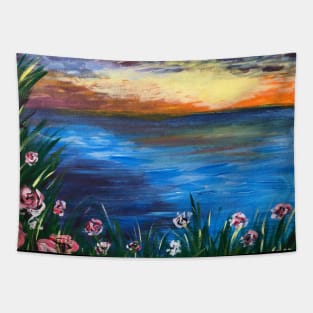 Sunset Over The Pond - Cape May Point Acrylic Painting Tapestry