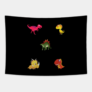 Cute and Happy Laughing Cartoon Dinosaurs Pattern Pack Tapestry