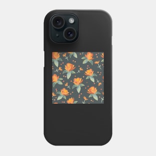 Teal and Burnt Sienna Watercolour florals and foliage Phone Case