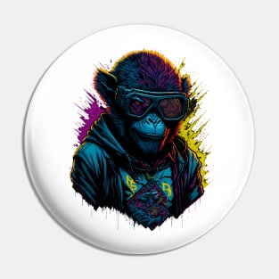 Cool Monkey Lover Sunglasses Art Pin