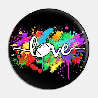 colorful american football love typography art Pin