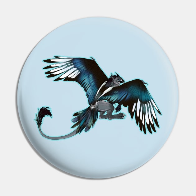 Blue Magpie Gryphon Pin by sugarpoultry