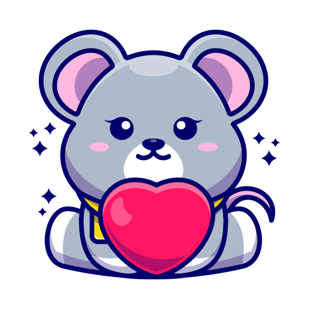 Cute baby mouse cartoon with love by Wawadzgnstuff