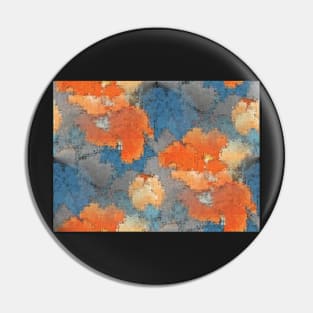 Flower Design in Orange And Blue Pin