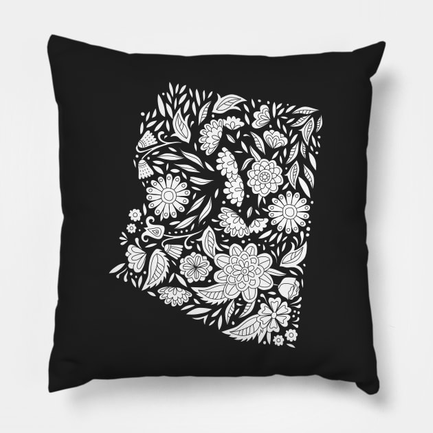 Flowers Arizona State Map, State Map of Arizona, USA Pillow by annagrunduls