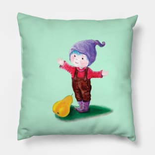 Garden Gnome with pear Pillow