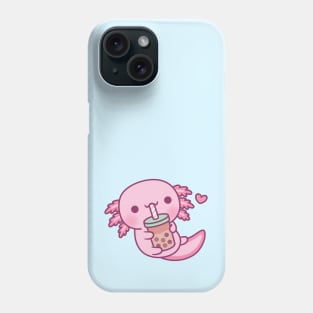 Cute Little Axolotl Loves Bubble Tea Phone Case