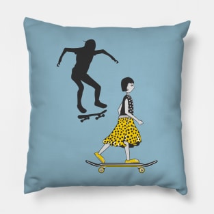 Girl Skateboarding Pillow