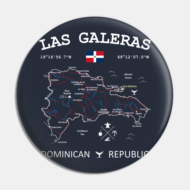 Las Galeras Dominican Republic Flag Travel Map Coordinates GPS Pin by French Salsa