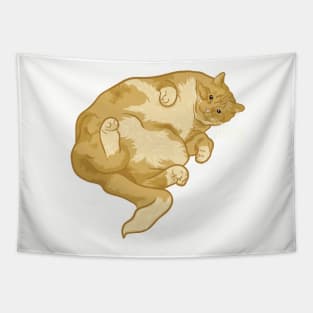 Feed Me, Fat Cat, Funny Cats, Cat Lover, Cute Chubby Cat, Digital Illustration Tapestry