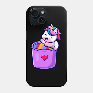 Unicorn In Magic Rainbow Bucket Phone Case