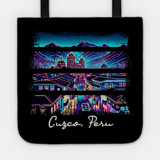 Cusco Peru Artistic Neon Distressed Tote