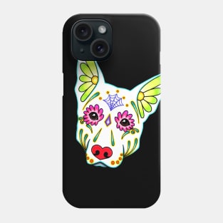 German Shepherd in White - Day of the Dead Sugar Skull Dog Phone Case