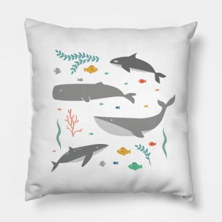 Whales in the Ocean Pattern Pillow