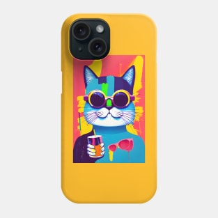 Funny Cat with Goggles and Soft Drink Phone Case