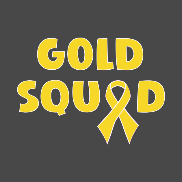 Gold squad simple ribbon awareness design by Edgi