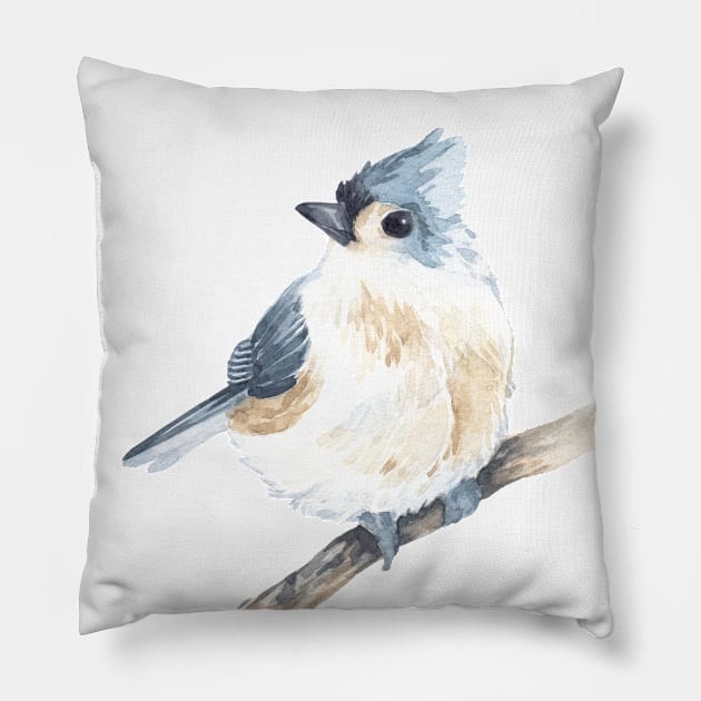 Blue Titmouse Pillow by KristieMillan