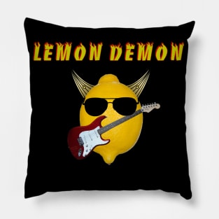 Yellow Lemon Demon - Cool and Quirky Illustration of Lemon with Glasses and Guitar - Perfect for Music and Fruit Lovers Pillow