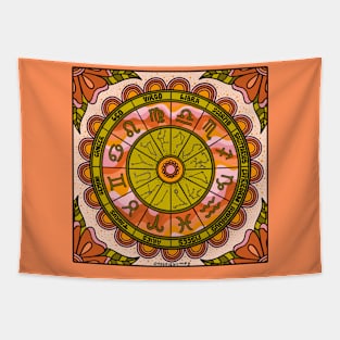 Retro Zodiac Wheel Tapestry