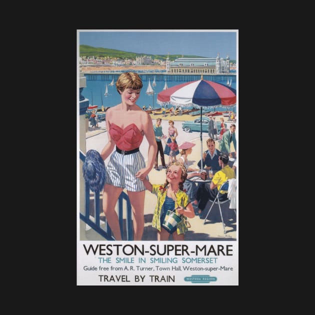 Weston-Super-Mare, Somerset - BR,WR - Vintage Railway Travel Poster - 1952 by BASlade93