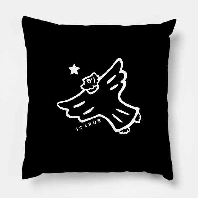 Minimalist, naive art of Icarus. Ancient greek myths and legend Pillow by croquis design