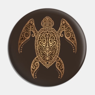 Intricate Brown Sea Turtle Pin