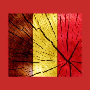 Flag of Belgium – Tree Trunk Wood T-Shirt