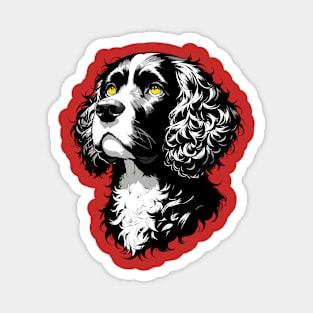 Stunning and Cool Irish Water Spaniel Monochrome and Gold Portrait for Father's Day Magnet