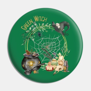 Green Witch Aesthetic Pin