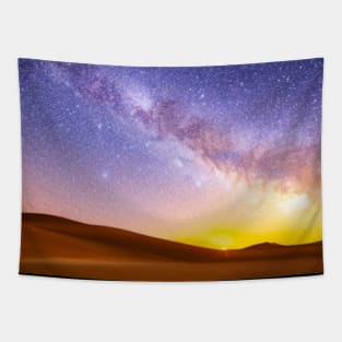 Ai Generated Art Scenery - Desert Night Sky Sunset Tapestry