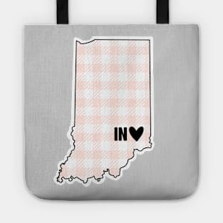 USA States: Indiana (pink plaid) Tote