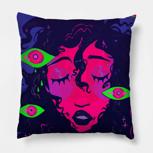 Dreaming with eyes closed Pillow by snowpiart