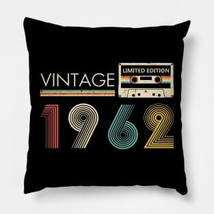 Vintage 1962 Limited Edition Cassette 62nd Birthday Pillow