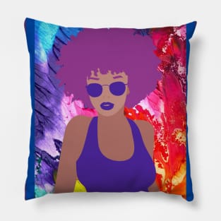 Her name is Journey! Colorful Art of a Woman Pillow