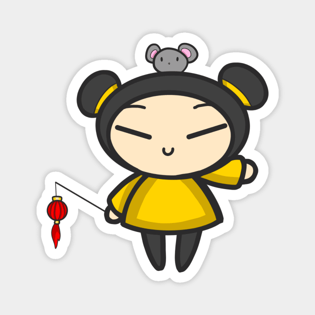 Yellow Year of the Rat Pucca Magnet by aishiiart