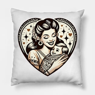 Vintage Motherhood Love Heart Symbol of Maternal Affection Pillow