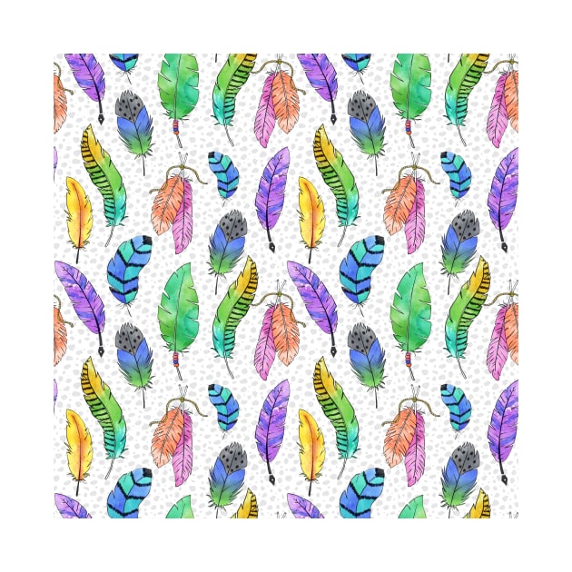 Colorful Fun Doodle Feathers by Farissa